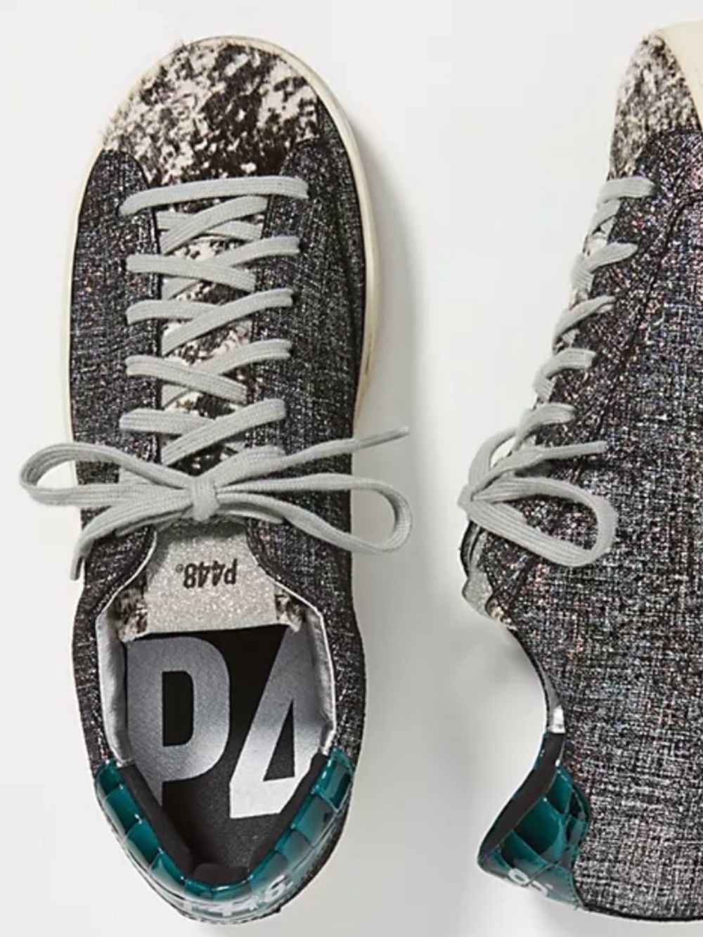 P448 John Jafar Black Glitter Leather Sneakers